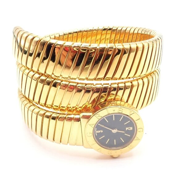 Authentic! Bulgari 18k Yellow Gold Tubogas Serpent Snake Bracelet Watch - Picture 11 of 12